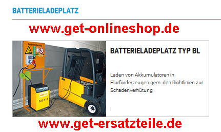 Batterieladeplatz – Anbaugeräte für Gabelstapler, Baumaschinen (Radlader), usw. von GET.