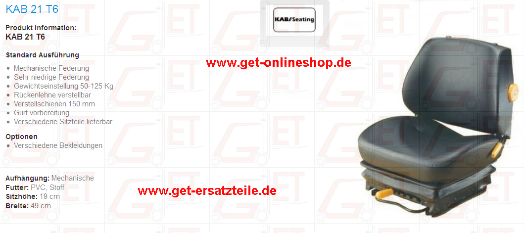 Gabelstaplersitz, Staplersitz, Traktorsitz, Radladersitz, Baumaschinensitz, Minibaggersitz