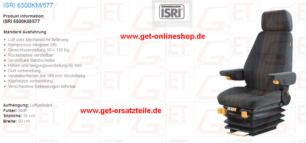 Sitz , Baumaschine, Radlader, Sitzkissen, Rückenlehne, Fahrersitz von GET Gabelstapler_Ersatzteile